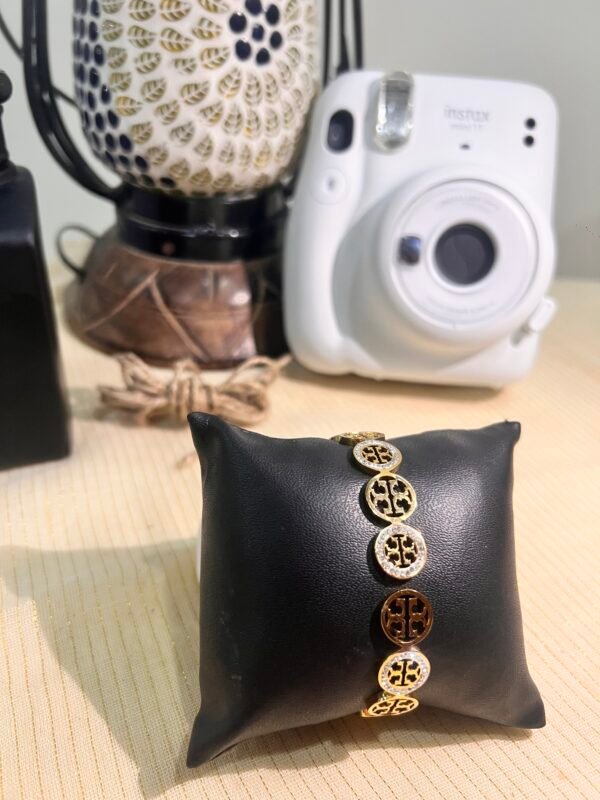 Designer Gold-Plated Bracelet with Circular Motif – Unisex Jewelry