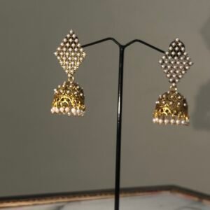 Diamond Stud Pearl Jhumka Earrings – Modern Ethnic Jewelry