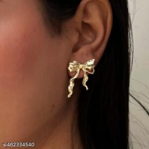 Elegant Golden Bow Knot Earrings for Women – Minimal Chic Style