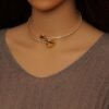 Gold Ring Choker Necklace with Crystal Detailing