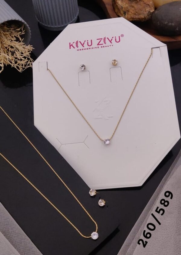 Minimalist Crystal Necklace & Earrings Set