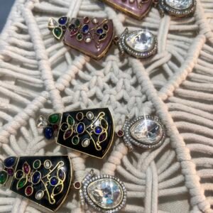 Multicolor Stone Drop Earrings with Crystal Teardrop