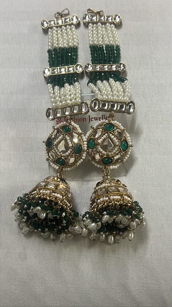 Royal Emerald & Pearl Kundan Jhumka Earrings