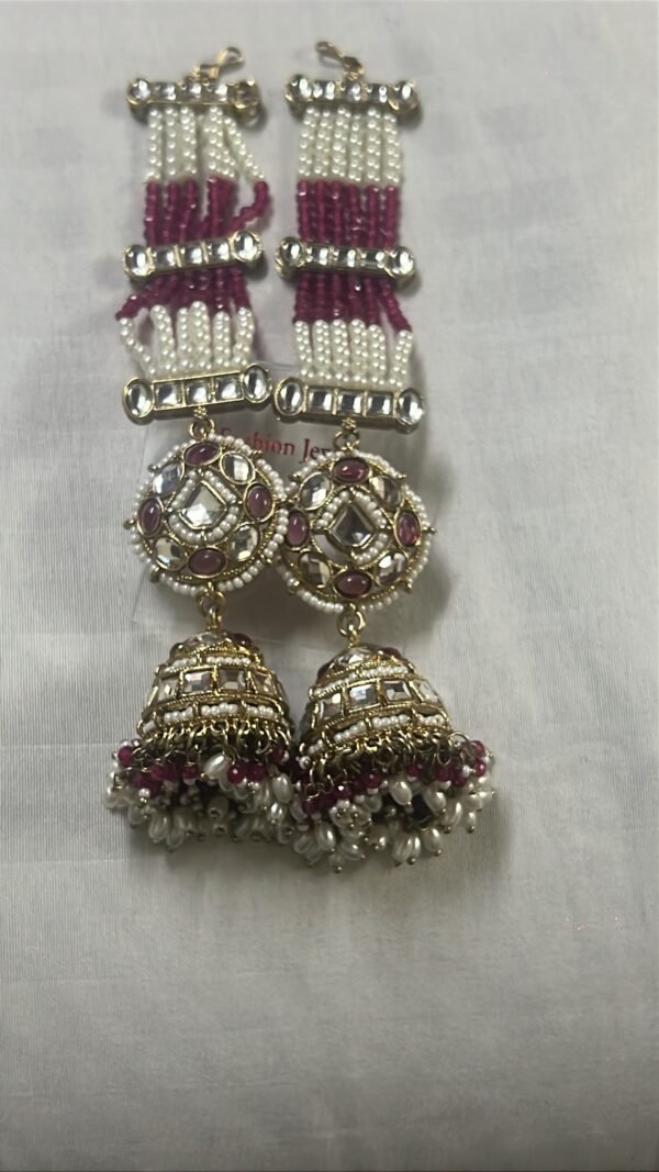 Traditional Kundan Jhumka Earrings with Ruby