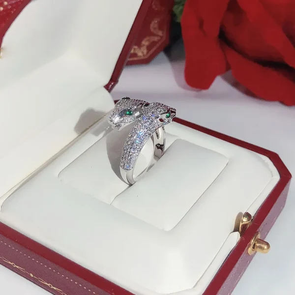 Twin Panther Ring – Designer Adjustable Statement Ring for Women